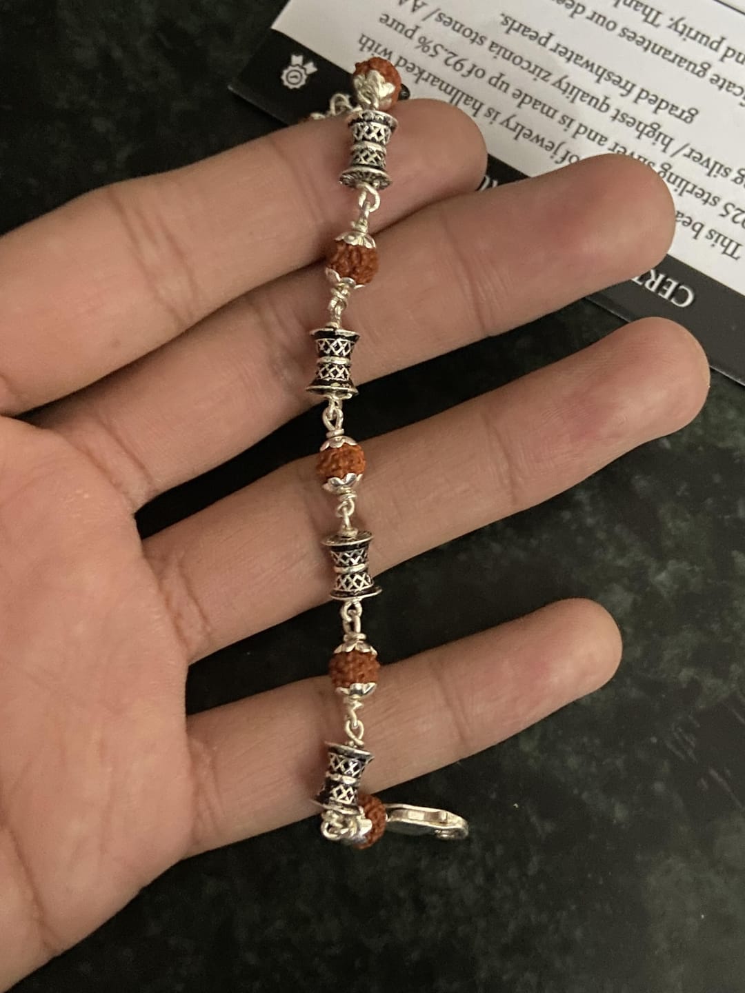 Customer photo review of Silver Damroo Rudraksha Bracelet