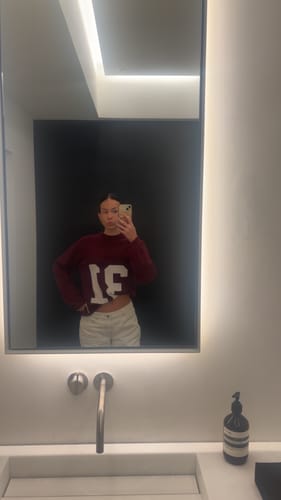 Customer photo review of LOGO STITCH JEANS OFF WHITE