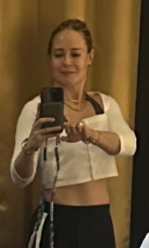 Customer photo review of The Cropped Cardigan / White