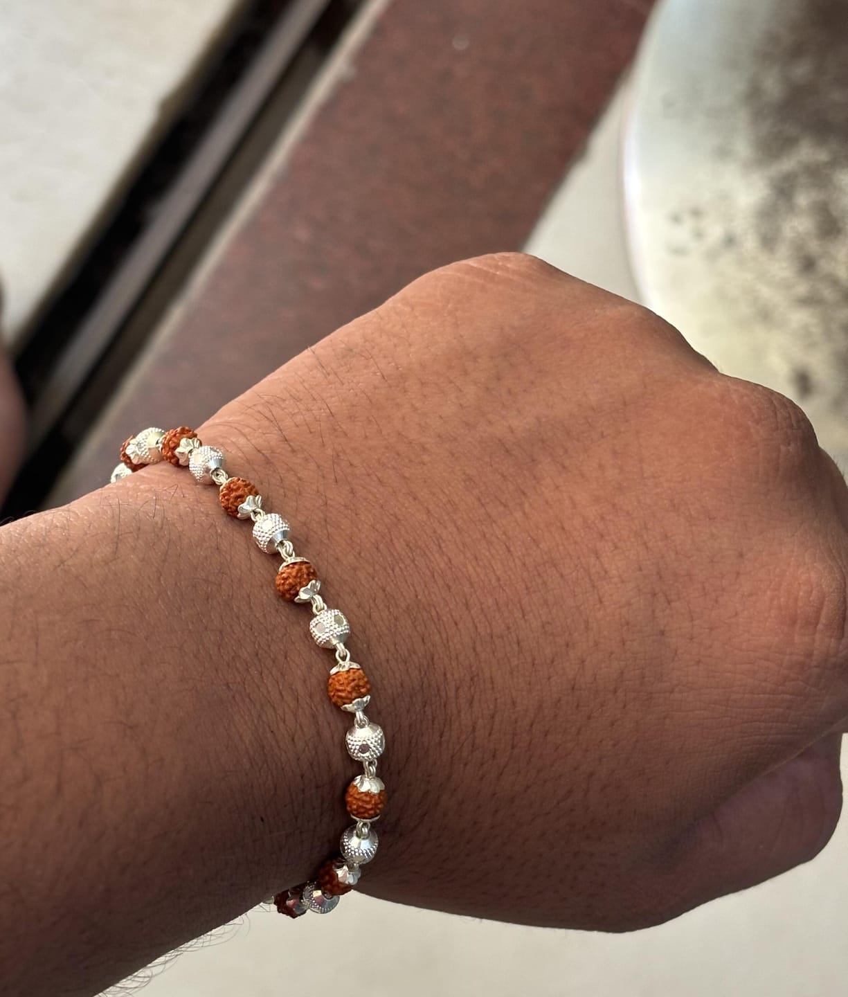 Customer photo review of Silver Moti Rudraksha Bracelet