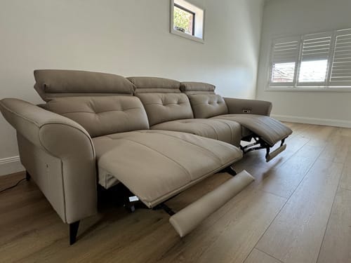 Customer photo review of Luxe 3 Seat Dual Electric Reclining Sofa with Adjustable Headrest - Leather