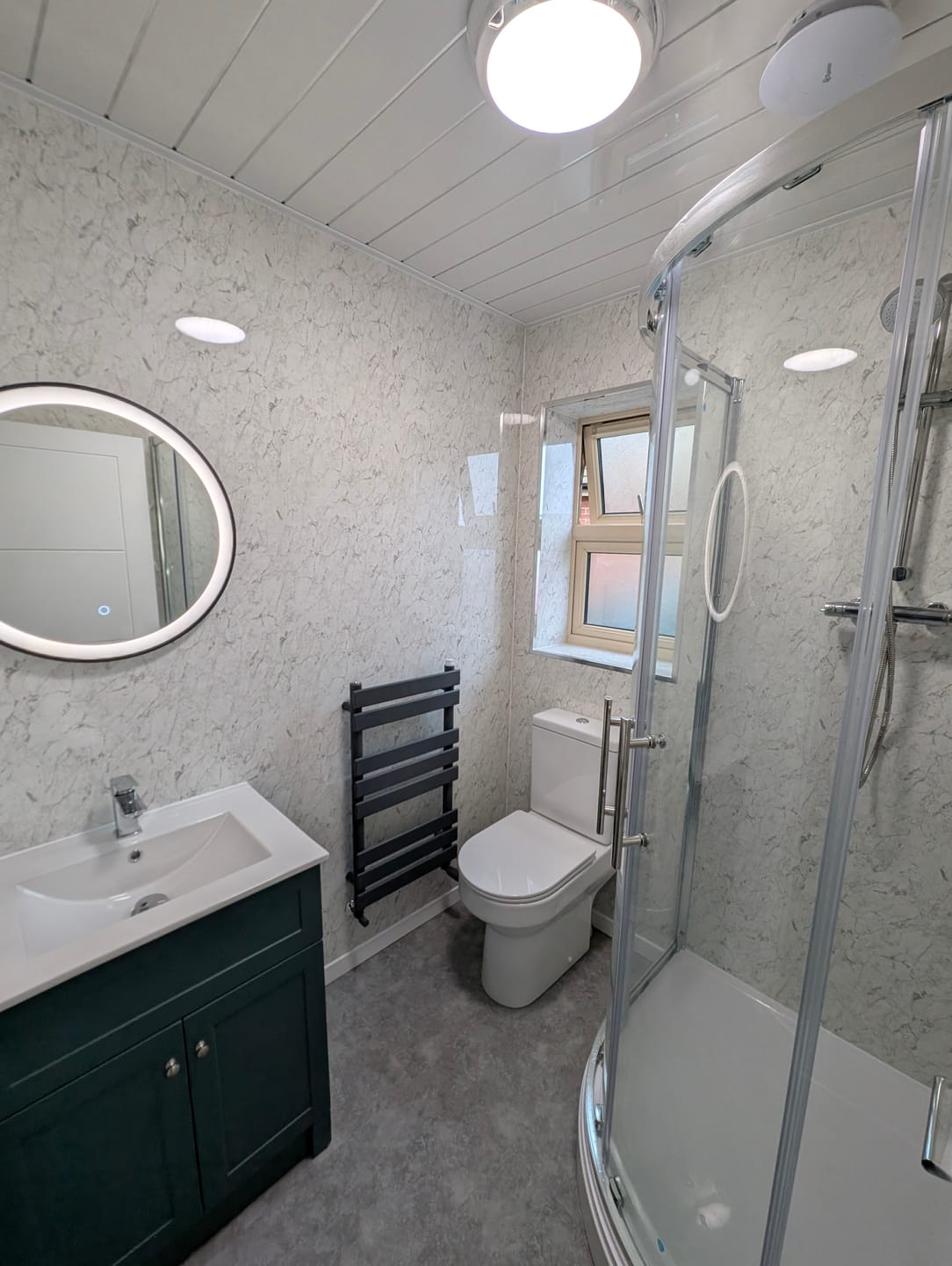 Customer photo review of 10mm White Marble Gloss Shower Panel 1M x 2.4M