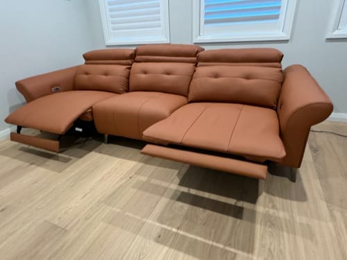 Customer photo review of Luxe 3 Seat Dual Electric Reclining Sofa with Adjustable Headrest - Leather