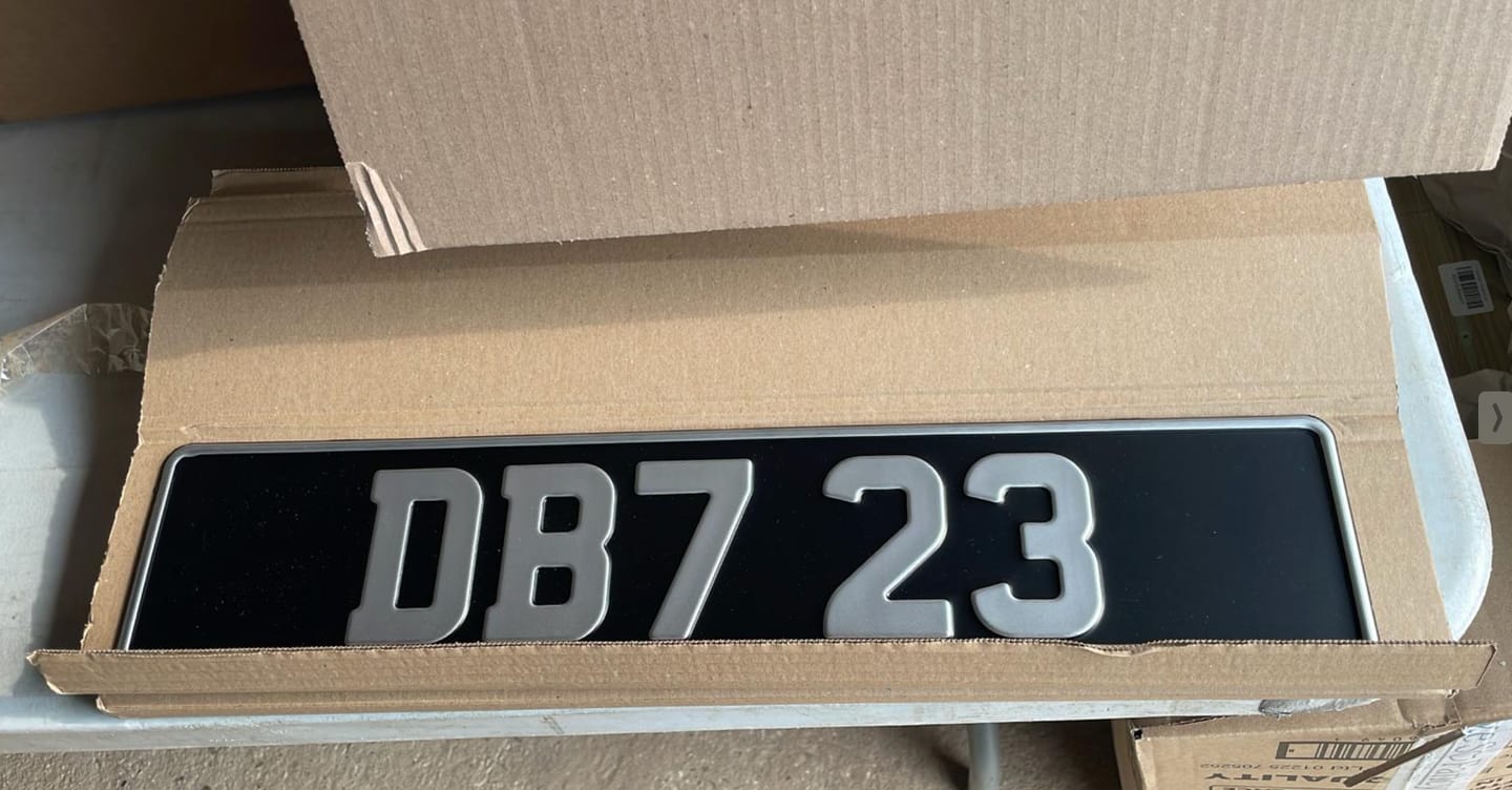 Customer photo review of Classic Oblong Metal Pressed Number Plate - 520mm x 111mm