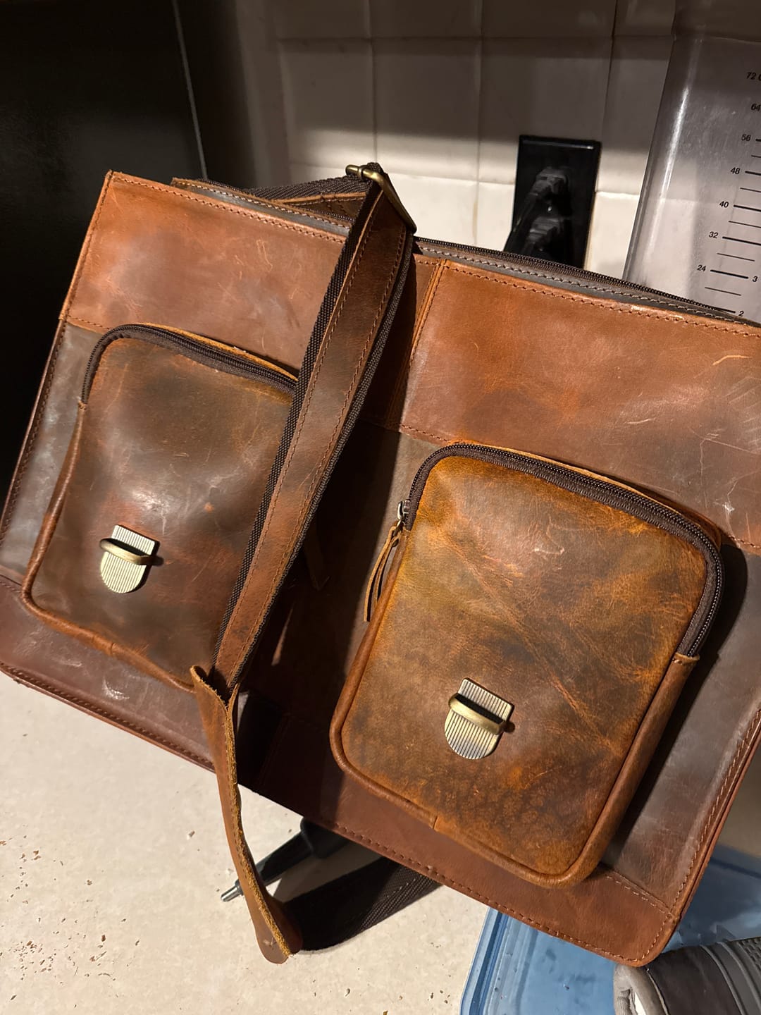 Customer photo review of Distressed Buffalo Leather Briefcase