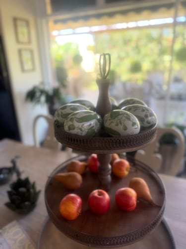 Customer photo review of Green Ceramic Easter Eggs (Set of 4)