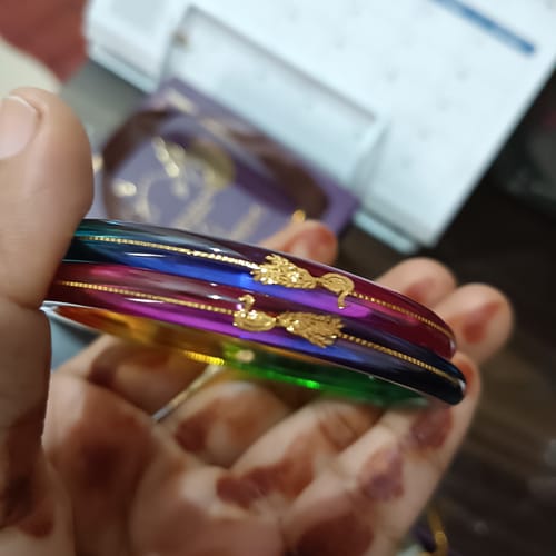 Customer photo review of "Mayur A Colorful Peacock Style!" - 916 22k Gold Bangles (Multicolour)