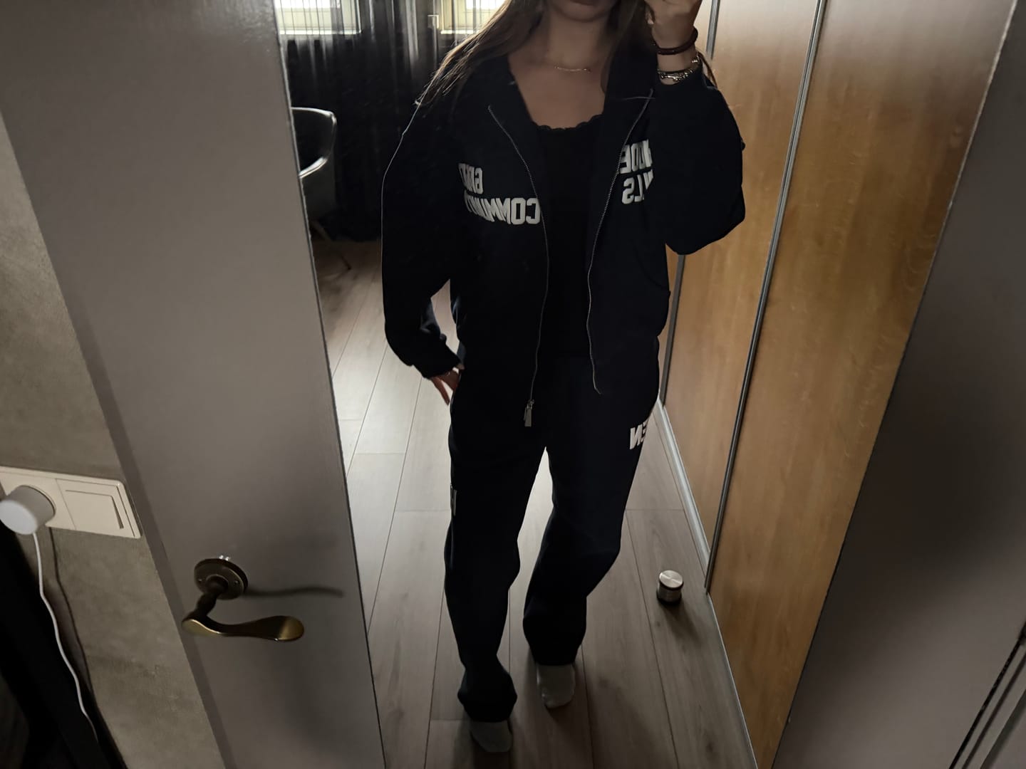 Customer photo review of GATED COMMUNITY STRAIGHT LEG SWEATPANTS NAVY