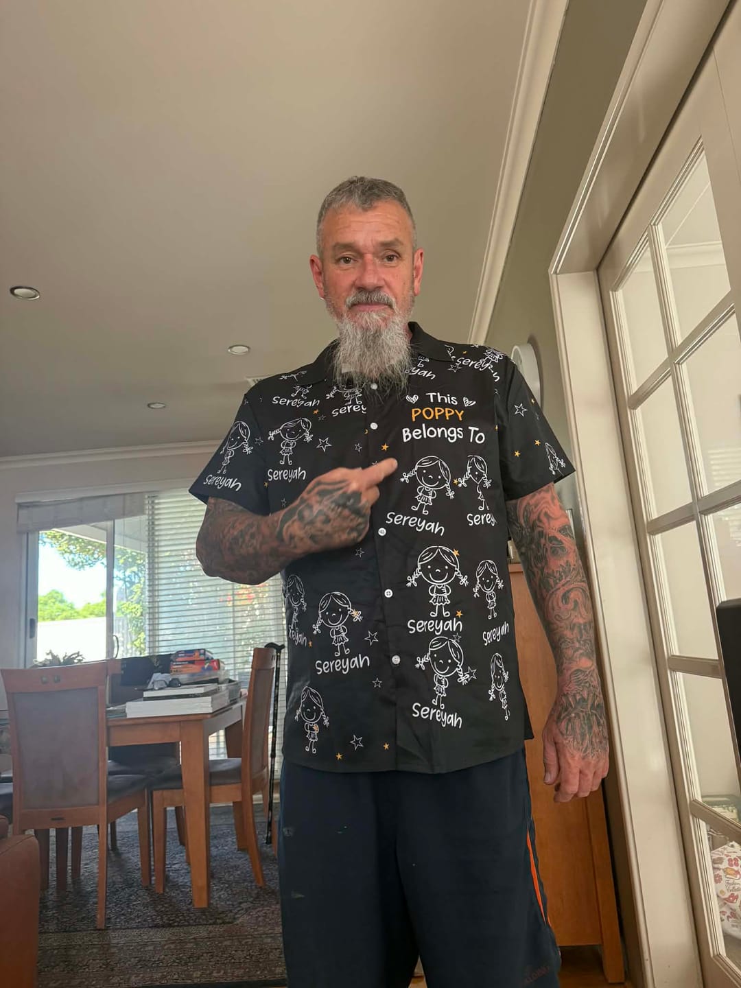 Customer photo review of Personalized Hawaiian Shirt- This Grandpa Belongs To Doodle