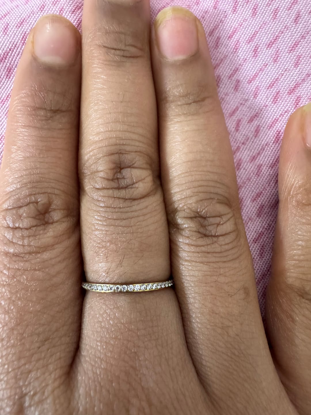 Customer photo review of Delicate Stone Studded Band Ring