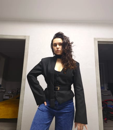Customer photo review of Scarlett Scarf Blazer Coat