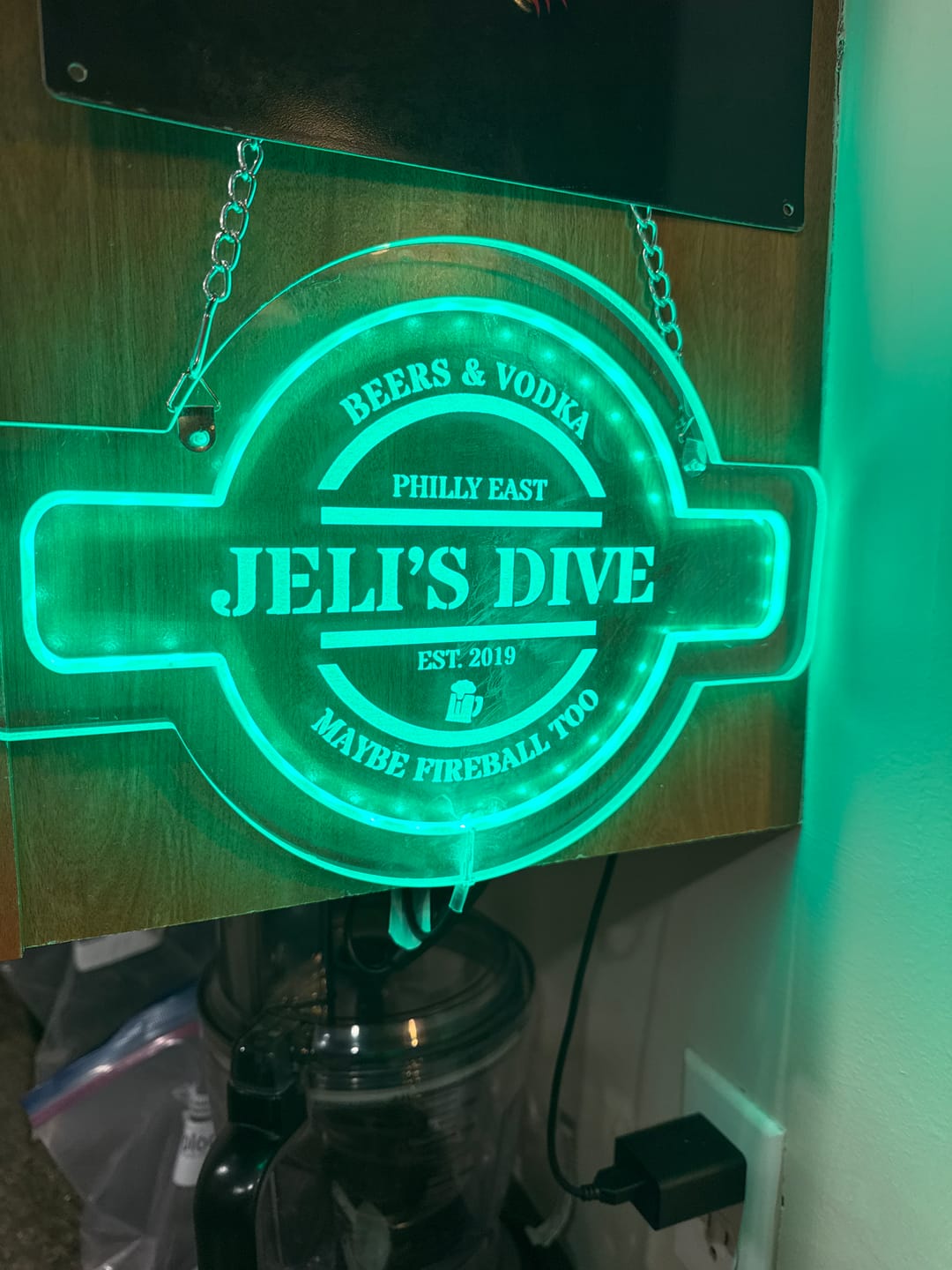 Customer photo review of Personalized LED Color Changing Man Cave Sign