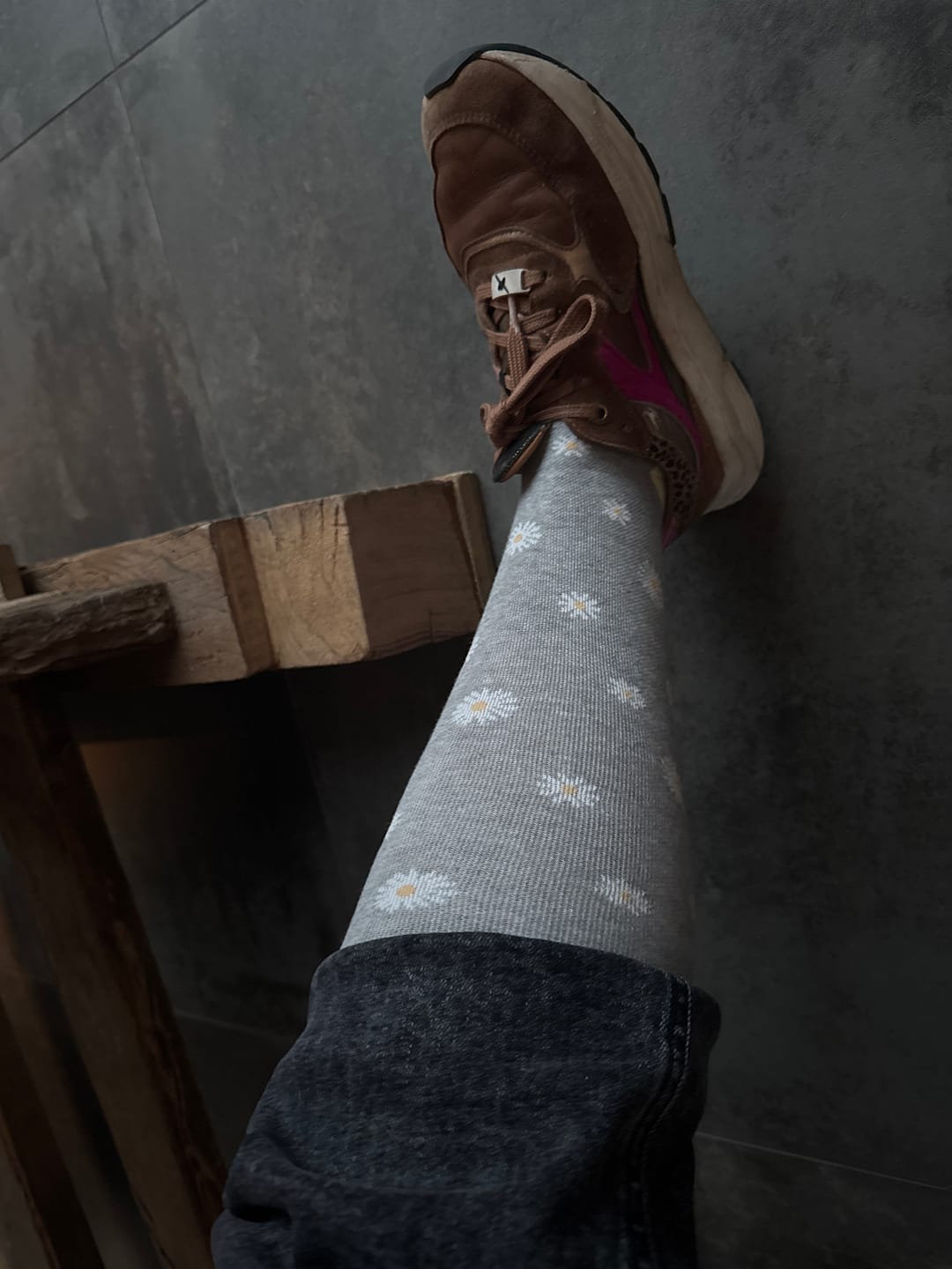 Customer photo review of Essential Compression Socks Grey Flowers