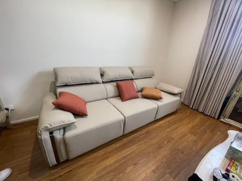 Customer photo review of Chocolate 3.25M 4.5 Seat Fully Electric Reclining Sofa Bed - Leather