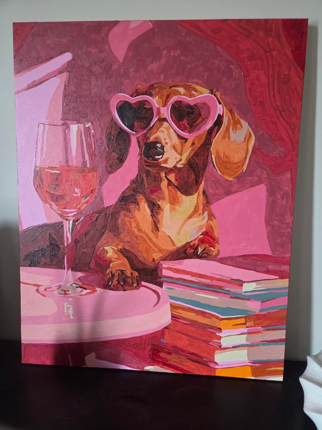 Customer photo review of Dachshund in pink | Paint by Number