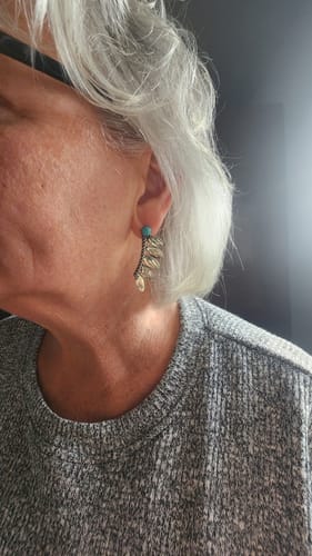 Customer photo review of Headdress Stone Earrings