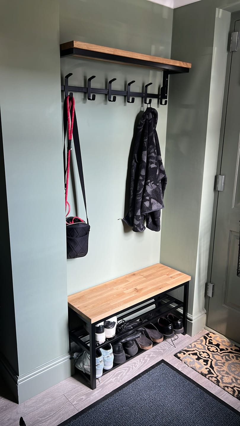 Customer photo review of Oak Shelf Coat Rack