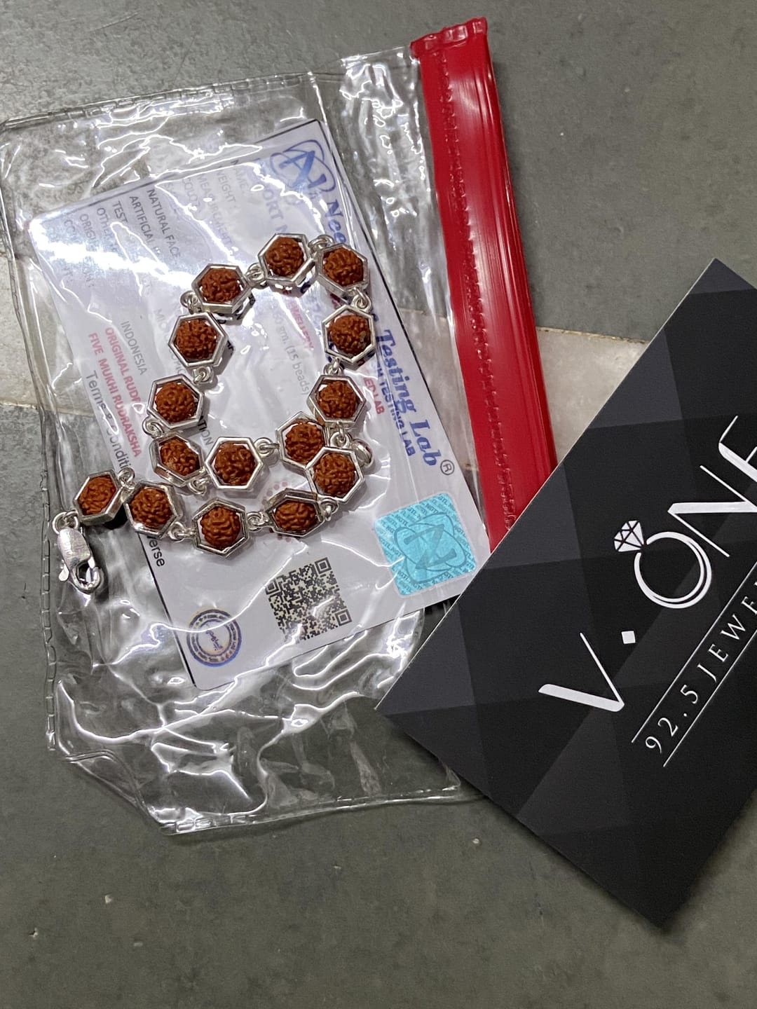 Customer photo review of Silver Hexagon Rudraksha Bracelet