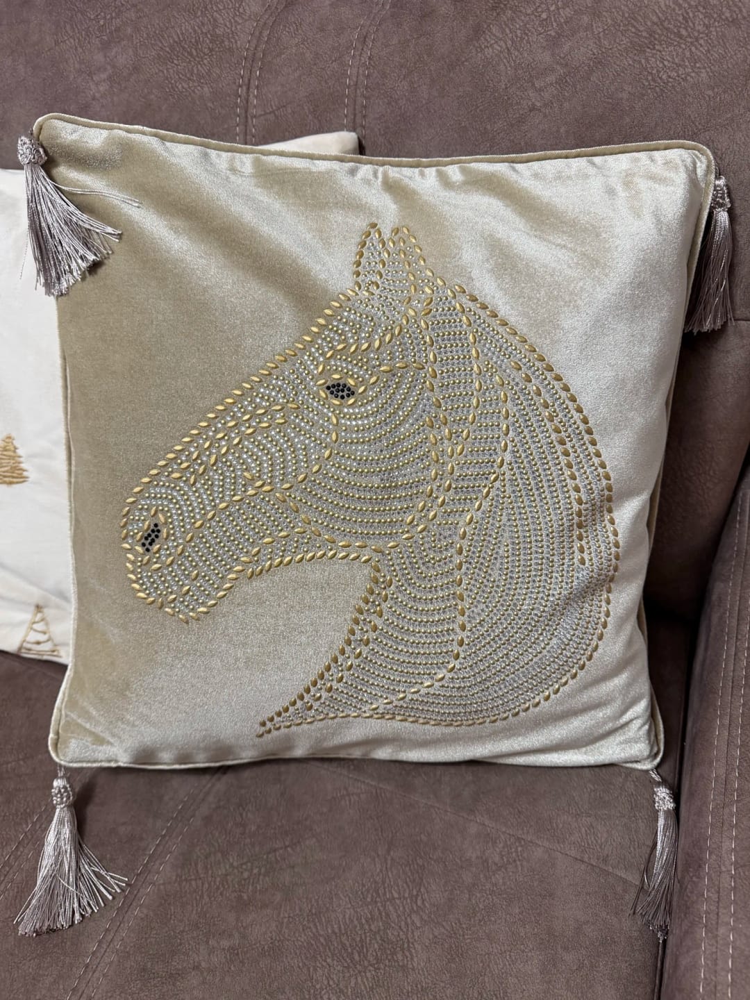 Customer photo review of Starlight Stallion Velvet Pillow Cover