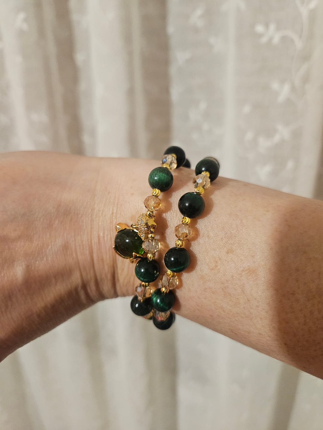 Customer photo review of Tiger Eye Pixiu Fox Money Bag Protection Self Confidence Double Wrap Bracelet