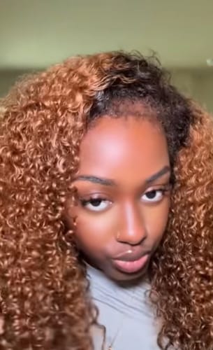 Customer photo review of 4C Edges | Luvwin 180% Density Ombre Brown Deep Wave Kinky Edges Undetectable Lace Front Wig | Afro Inspired