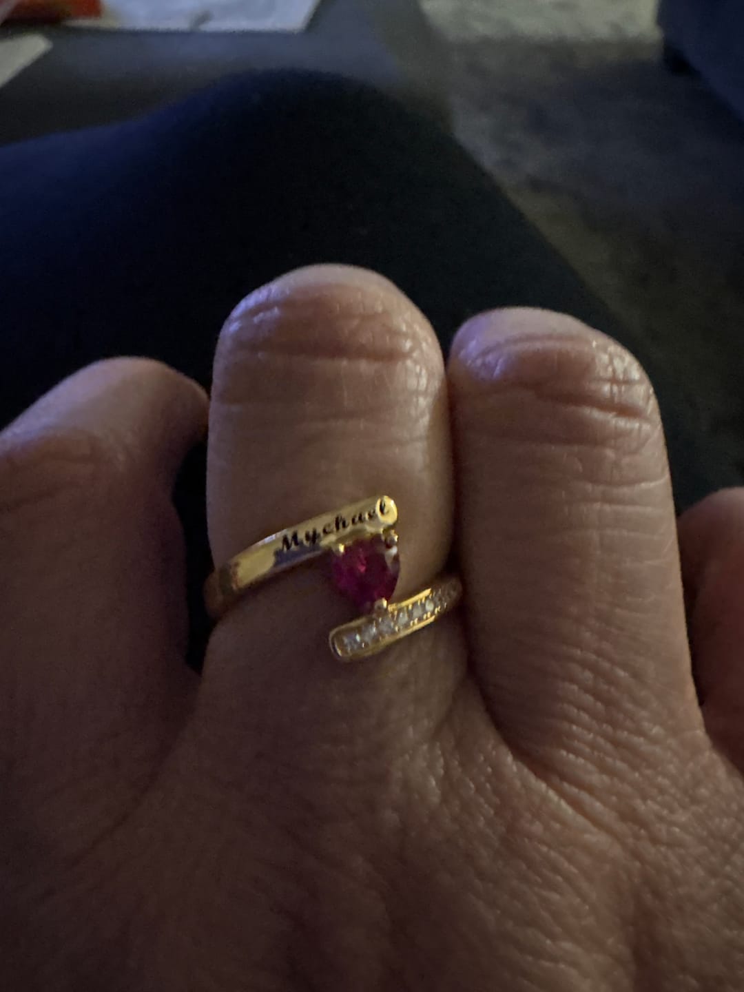 Customer photo review of Engraved Birthstone Ring