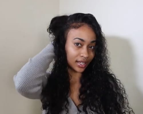 Customer photo review of 4C Edges | Luvwin 180% Density Water Wave Kinky Edges  Free Parting Undetectable Lace Front Wig | Afro Inspired