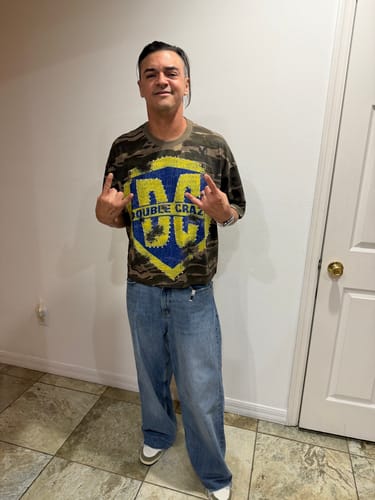 Customer photo review of Iced Out Camo Shield Graphic Tee-440