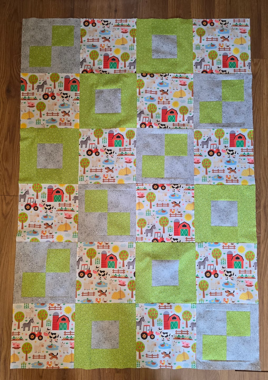 Customer photo review of Cartoon Farming Tractor & Animals Fabric - White