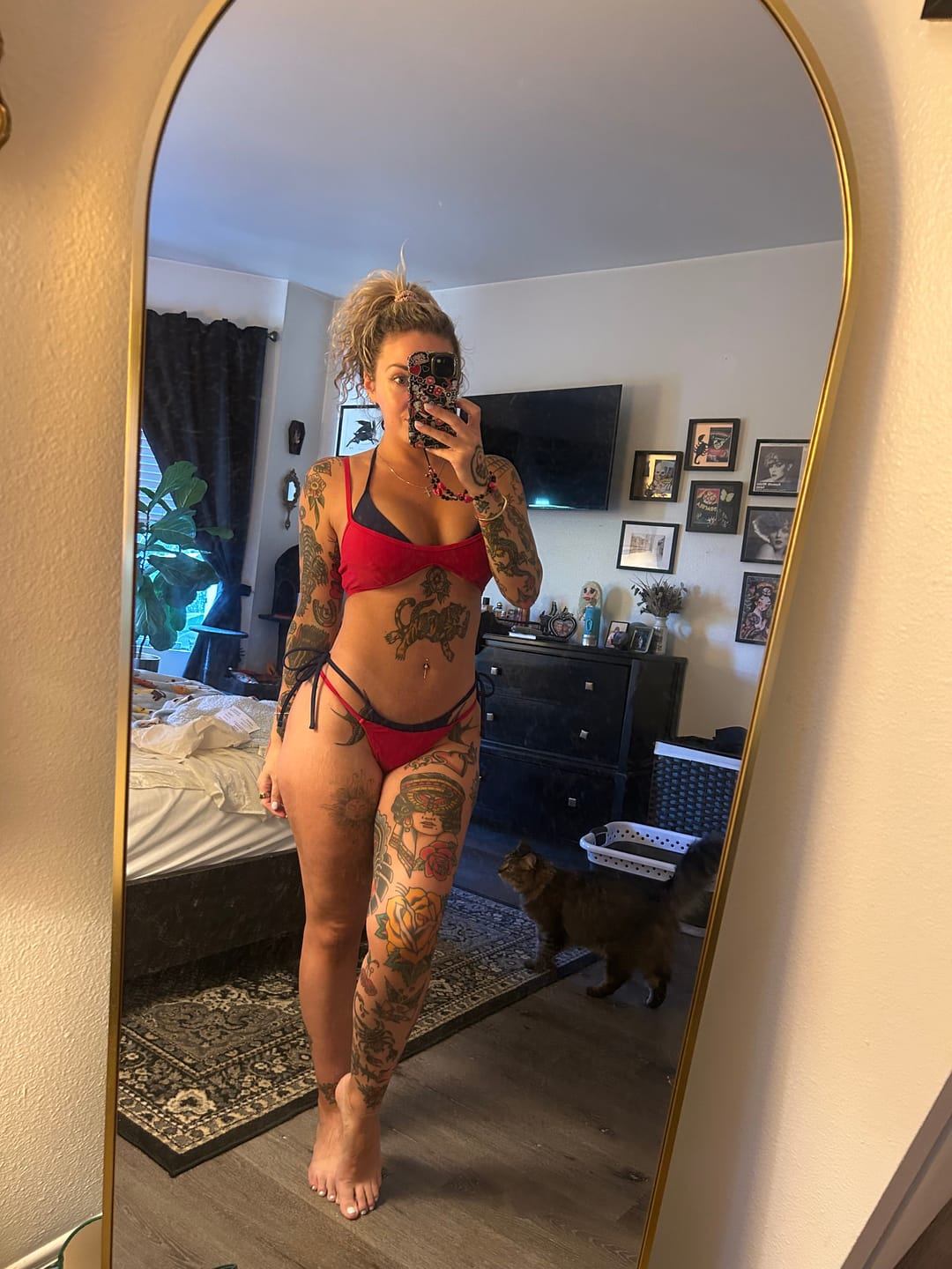 Customer photo review of Seamolly Colorblock Two Tone Tie Side Double Layer Bikini Set