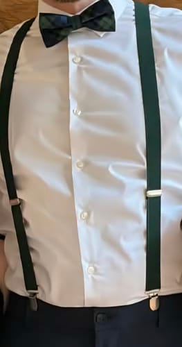 Customer photo review of Plaid Green Bow Tie & Green Suspenders