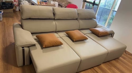 Customer photo review of Chocolate 2.65M 3.5 Seat Fully Electric Reclining Sofa Bed - Leather