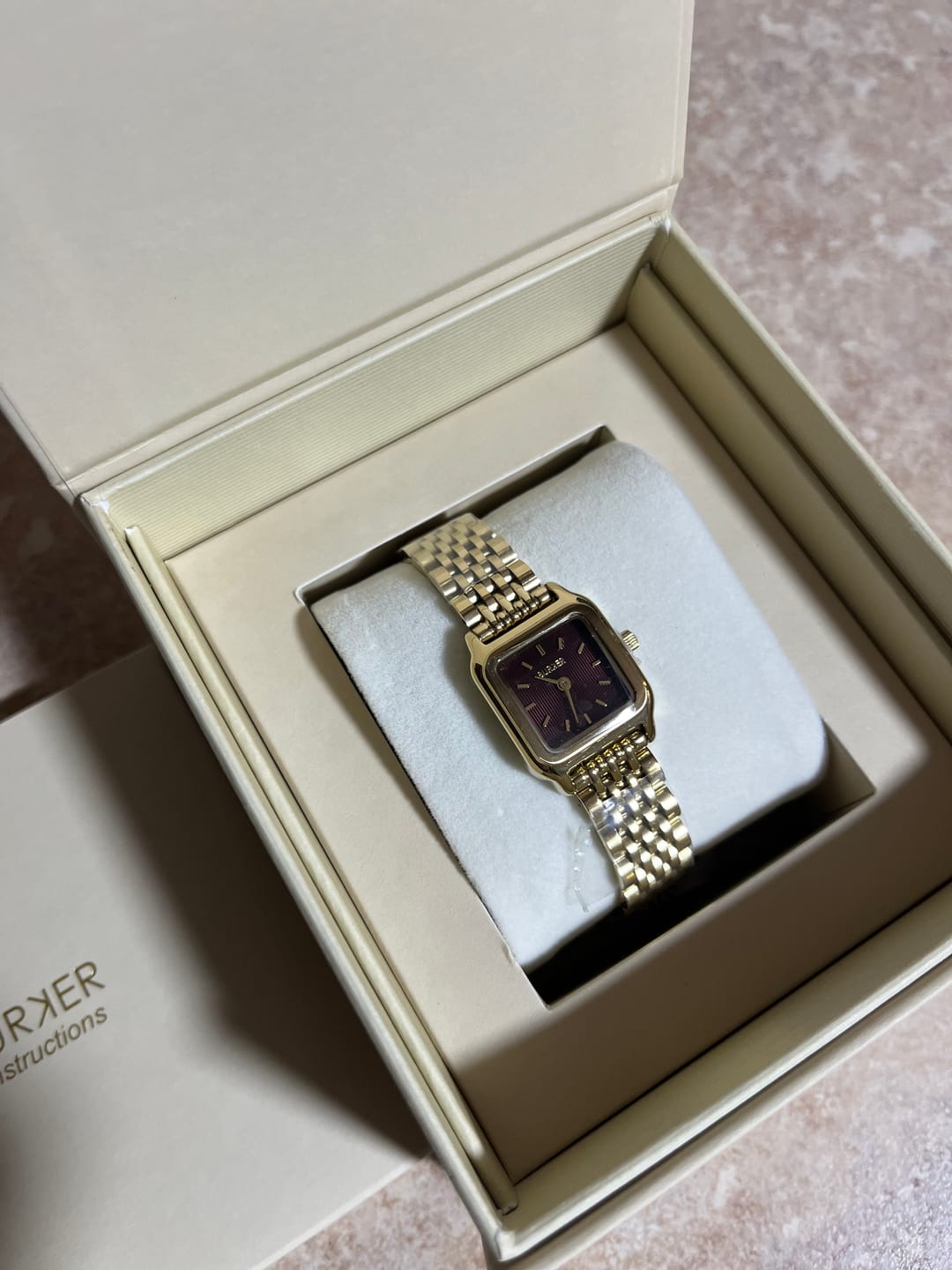 Customer photo review of Macy Petite Gold Burgundy