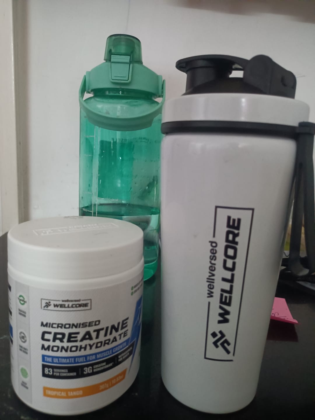 Customer photo review of Wellcore - Micronised Creatine Monohydrate (83 Servings, Tropical Tango) + Premium Steel Shaker