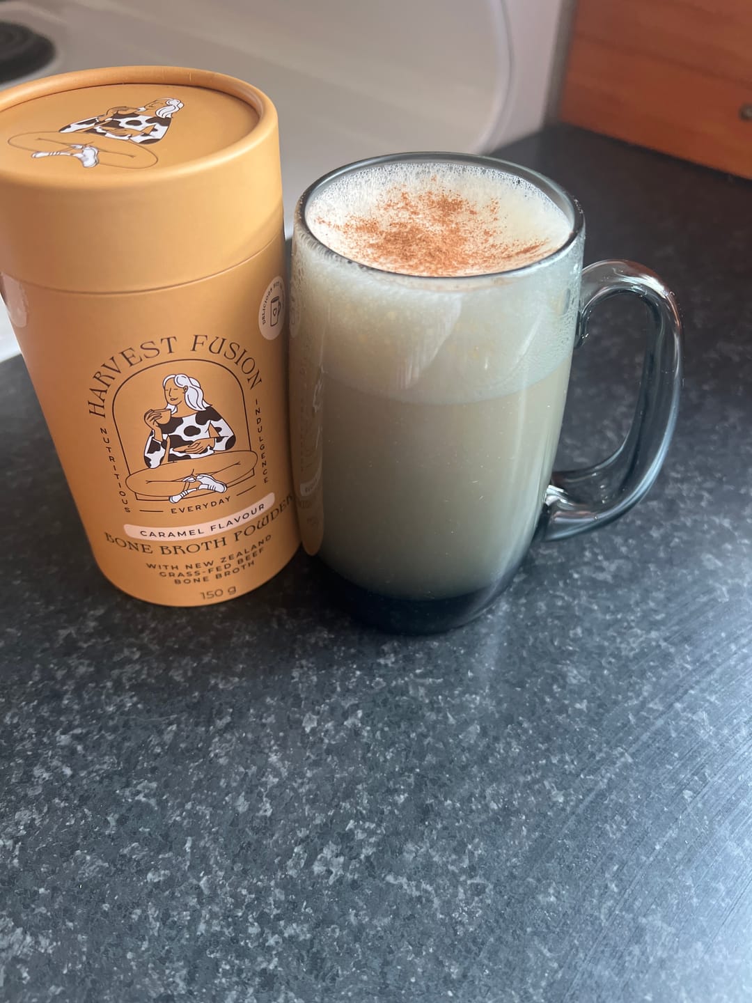Customer photo review of Caramel Bone Broth Powder