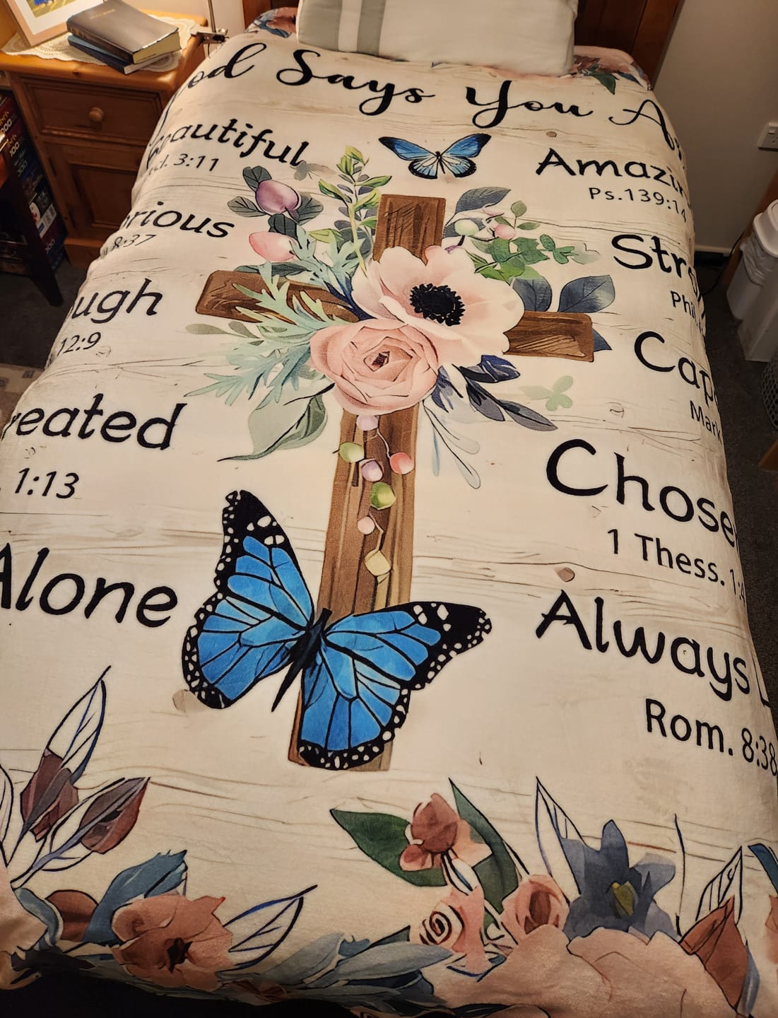 Customer photo review of Christianartworkshop God Says You Are Faith Blanket: His Affirmation in Comfort