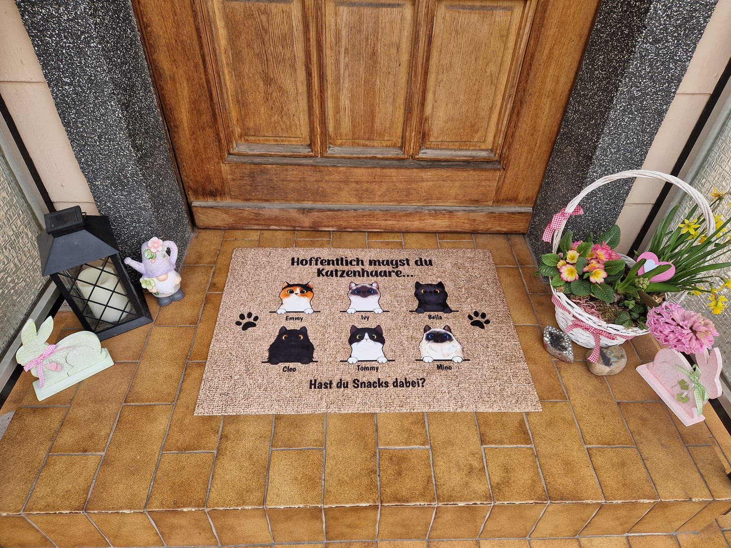 Customer photo review of Personalisierte Fußmatte - Willkommen bei neugierigen Katzen