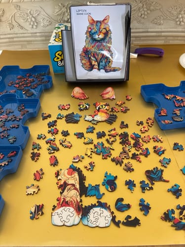 Customer photo review of Maine Coon Wooden Jigsaw Puzzle