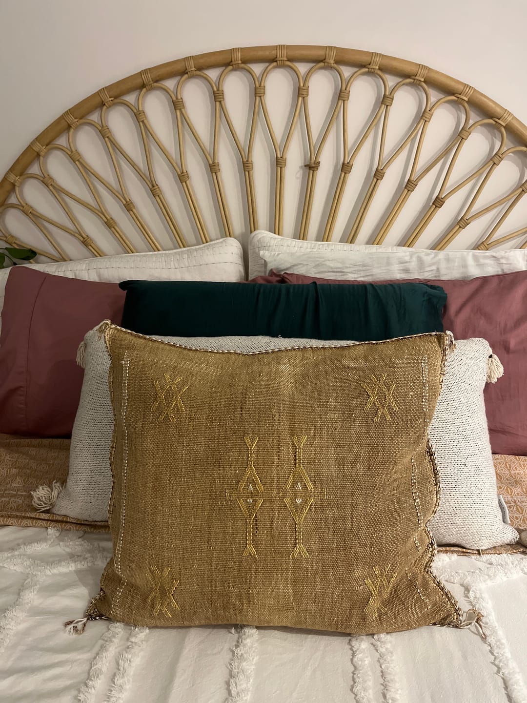 Customer photo review of Premium Moroccan Cactus Silk Cushion | Golden Caramel