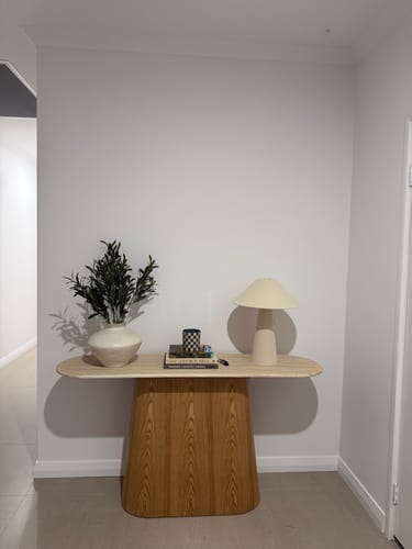 Customer photo review of Nolan 150cm Console Table in Natural/Travertine