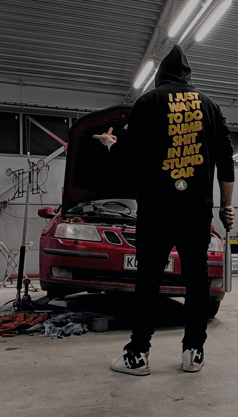 Customer photo review of Stupid Car Hoodie