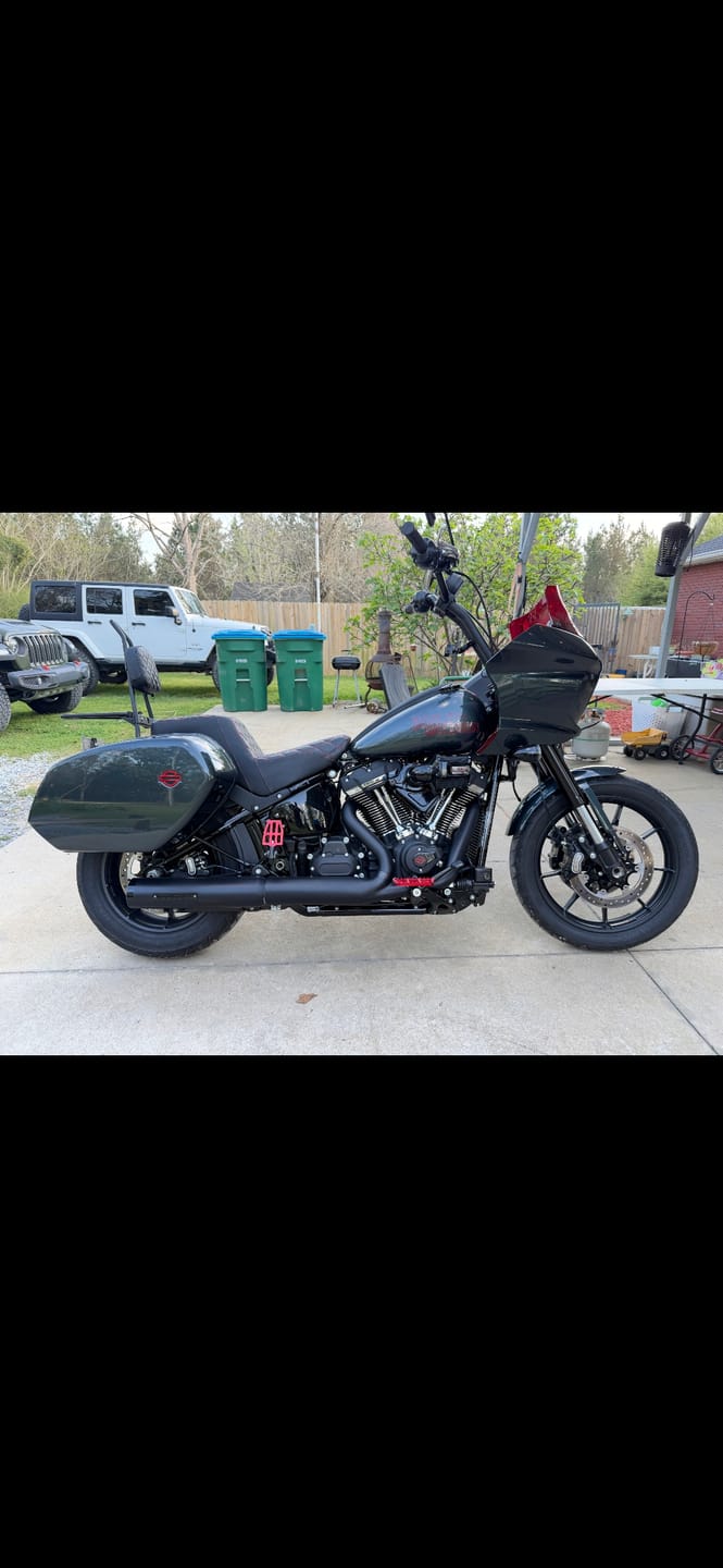 Customer photo review of Iron Born Blade 25" Sissy Bar with Foldable Luggage Rack for Harley Softail Low Rider S FXLRS Matte Black