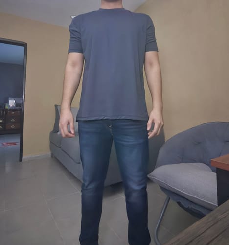 Customer photo review of OmniSoft Essential Tee - Navy Blue