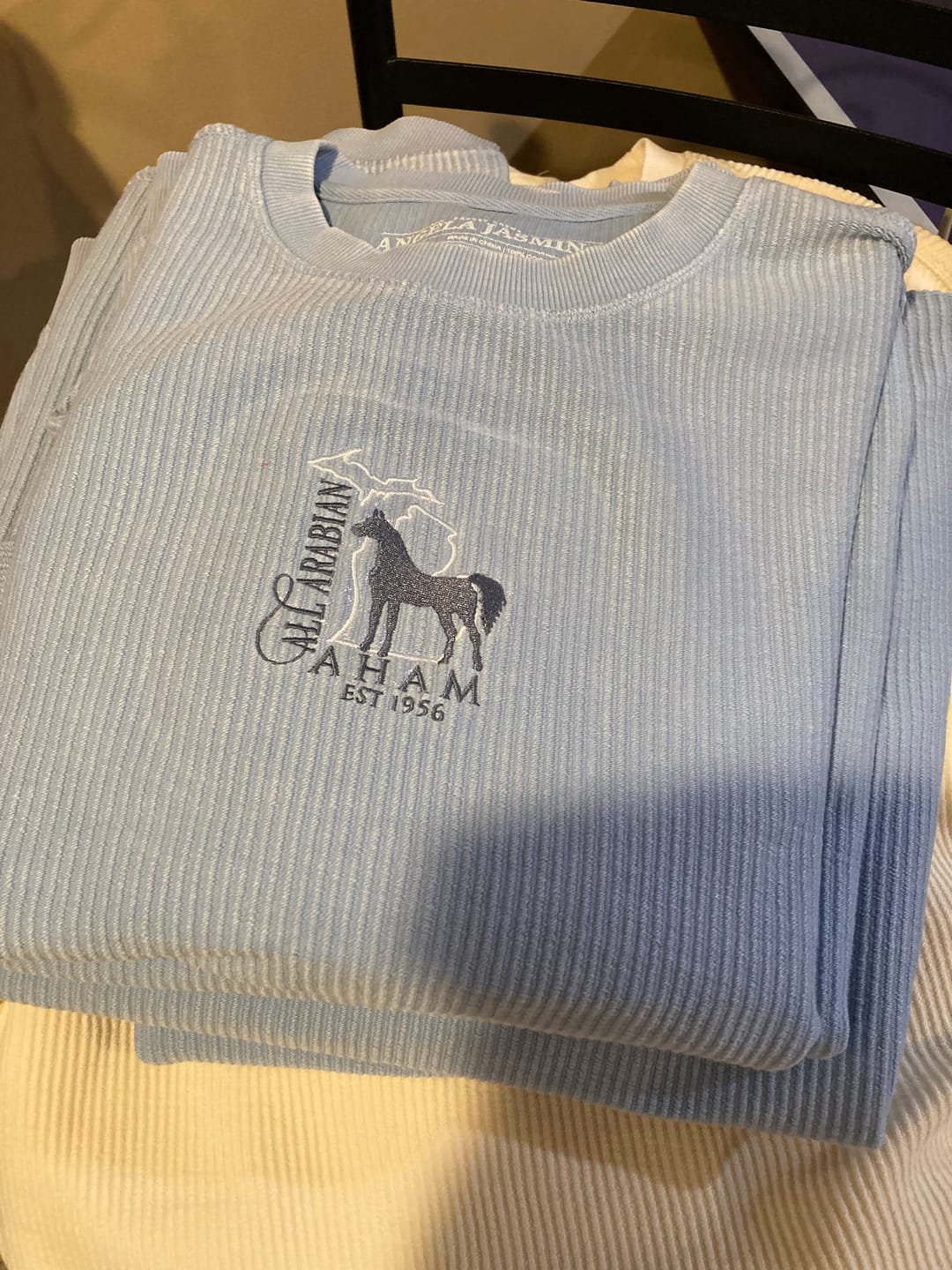 Customer photo review of Adult Oversized Corded Crew Sweatshirt