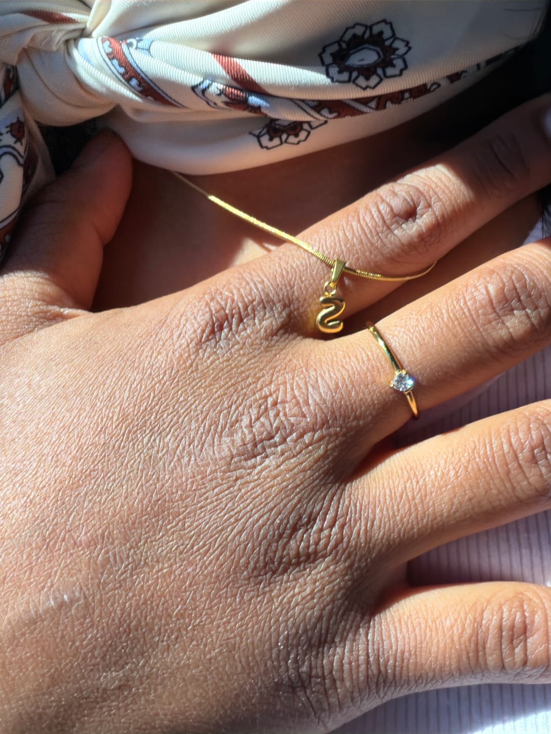 Customer photo review of 18K Gold Hand Chain Bracelet