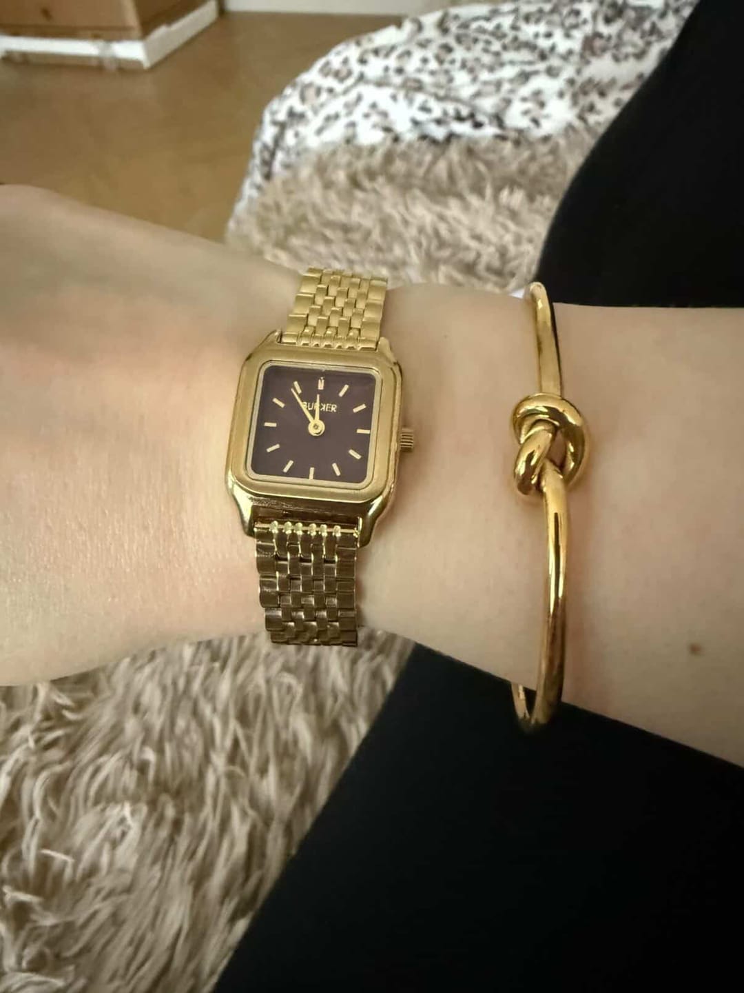Customer photo review of Macy Petite Gold Burgundy