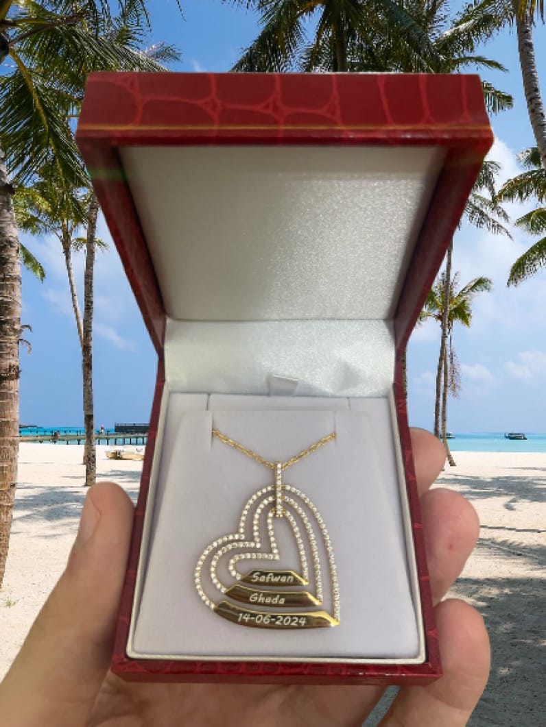 Customer photo review of 925 Silver Personalized Custom Trio Heart Name Necklace