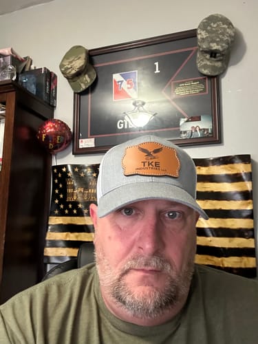 Customer photo review of Richardson 112 Genuine Leather Patch Hats Laser Engraved