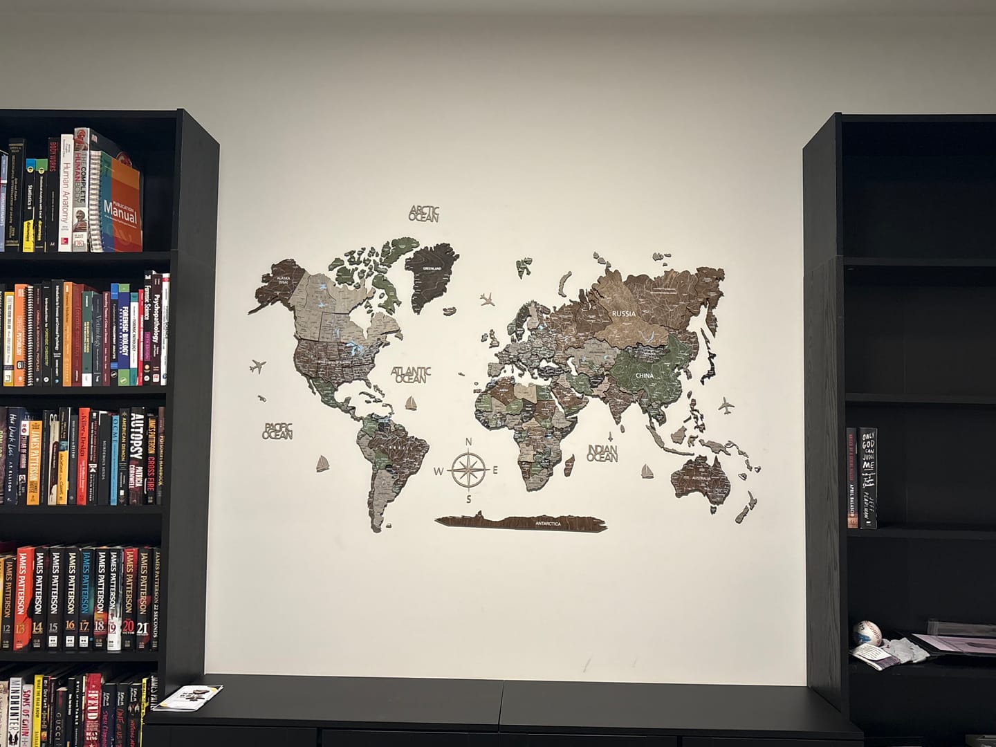 Customer photo review of 3D Wooden World Map Wall Decor -Rustic Style
