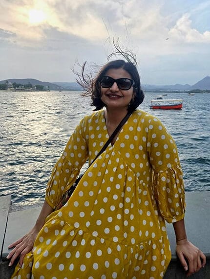 Customer photo review of Bonjour Yellow Polka Modal Maxi Dress